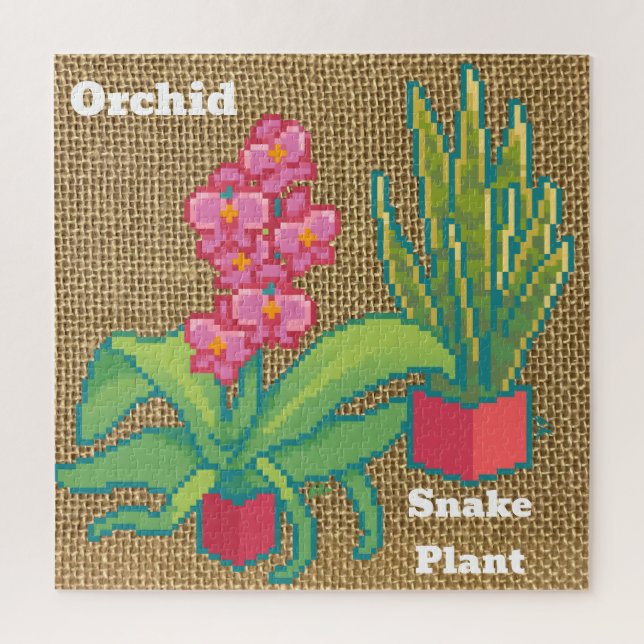 Puzzle Orchid, snake plant Pixelart, Pixel Art (Vertical)