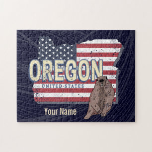 Puzzle Oregon State Estados Unidos Retro Map USA Souvenir