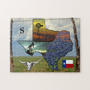 Puzzle Orgullo de Texas del mapa, fotos coloridas de tama