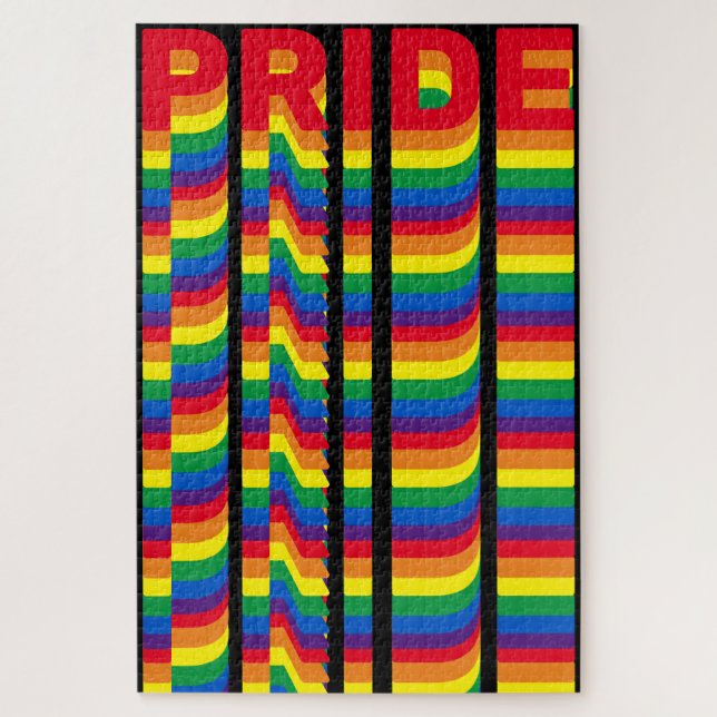 Puzzle Orgullo lgbt lgbtq queer patrón arcoíris gay negro (Vertical)