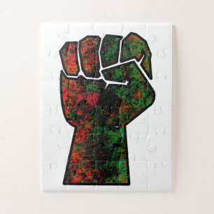 Puzzle orgullo negro bandera panafricana roja verde puño 
