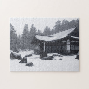 Puzzle Oriental House in Woods Covered in Snow