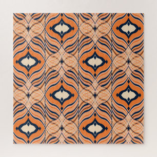 Puzzle Oriental Seamless: Ornamento Naranja negro