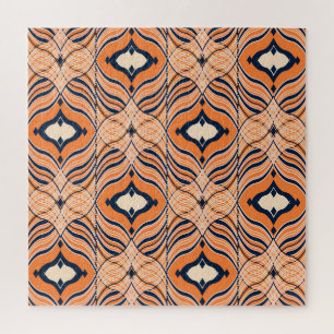 Puzzle Oriental Seamless: Ornamento Naranja negro