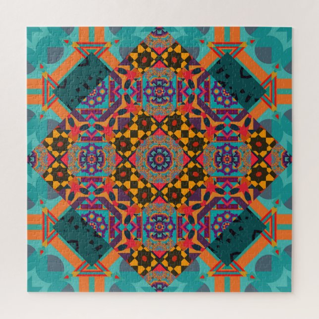 Puzzle Oriente Medio: Decoración verde de lujo. (Vertical)