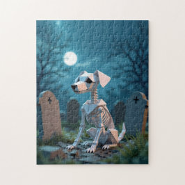 Puzzle Origami Spooky Halloween Skeleton Dog