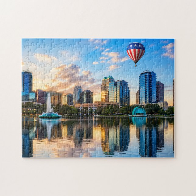 Puzzle Orlando Florida Skyline Lake Eola Hot Air Balloon (Horizontal)