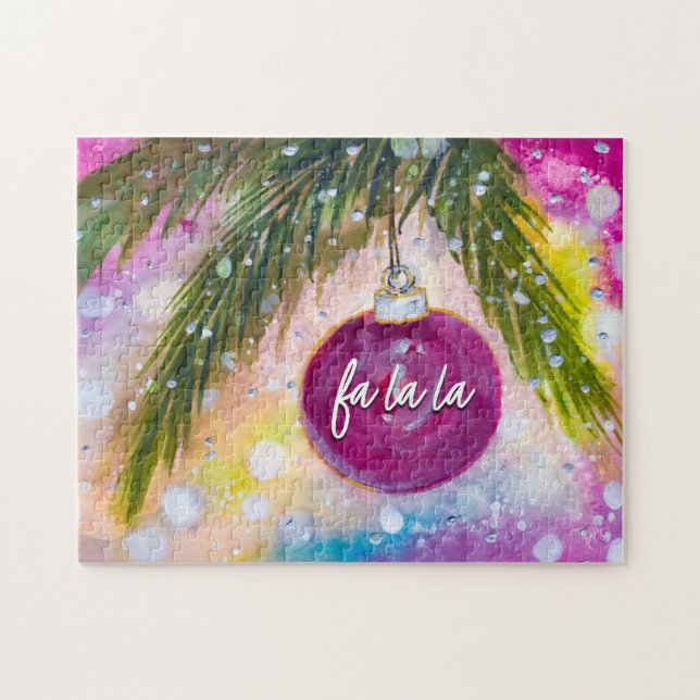 Puzzle Ornamento de feriado Fa La Watercolor (Desafío) (Horizontal)