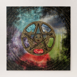 Puzzle Ornamento de la luna de Pentáculo Elemental de Tri