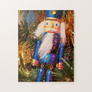 Puzzle Ornamento de navidad del soldado del Purpurina azu