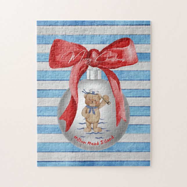 Puzzle Ornamento del oso de la isla de la cabeza de Feliz (Vertical)