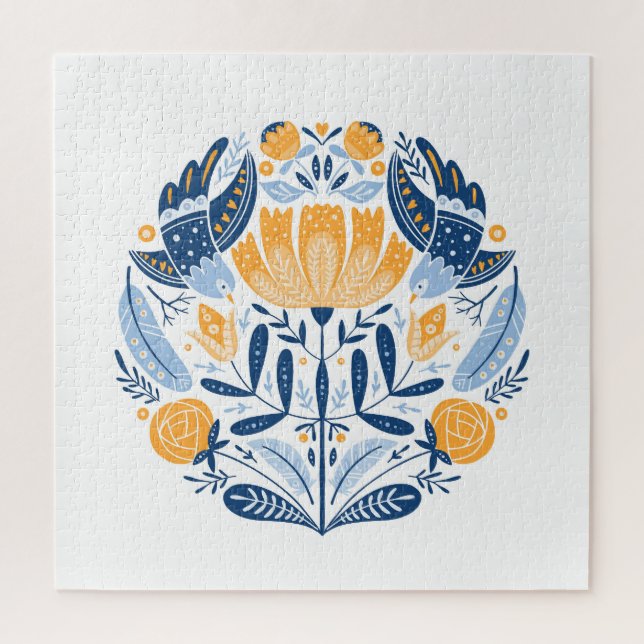 Puzzle Ornamento floral de arte folclórico escandinavo (Vertical)