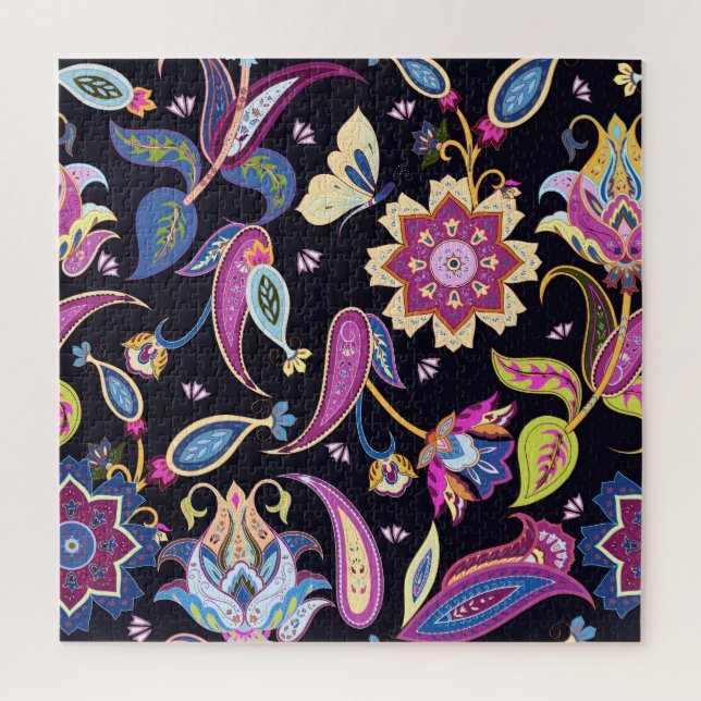 Puzzle Ornamento floral sin foco de Paisley en India (Vertical)