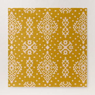 Puzzle Ornamento folclórico de Ikat - textura étnica.