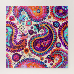 Puzzle Ornamento indio sin foco Paisley Floral