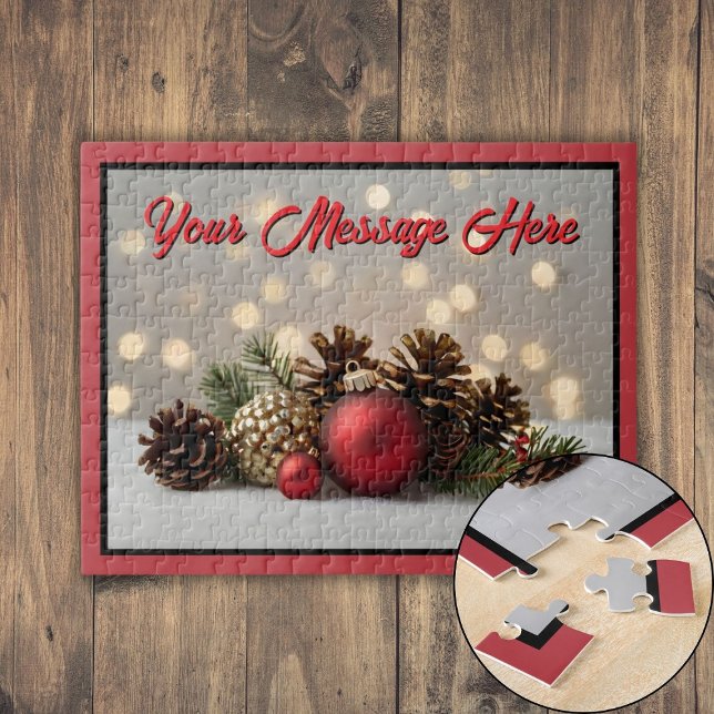 Puzzle Ornamento navideño personalizado (Personalized Christmas Ornament Jigsaw Puzzle)