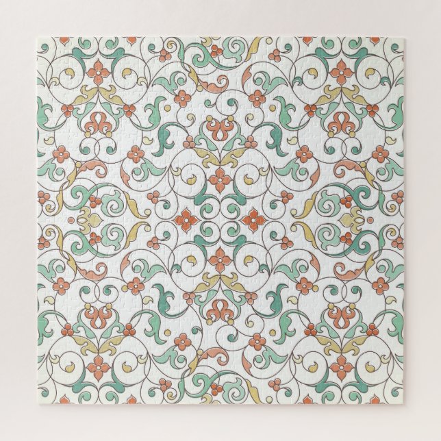 Puzzle Ornamento oriental de arte de línea de época (Vertical)