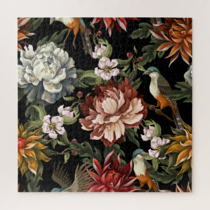 Puzzle Ornate Vintage Peonies, Rosas, Aves.