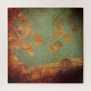 Puzzle Oro de árbol de ginkgo de época y oriental verde