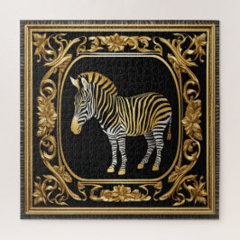 Puzzle Oro de cebra y marco ornamental negro