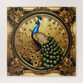 Puzzle Oro de pavo real y marco ornamental negro