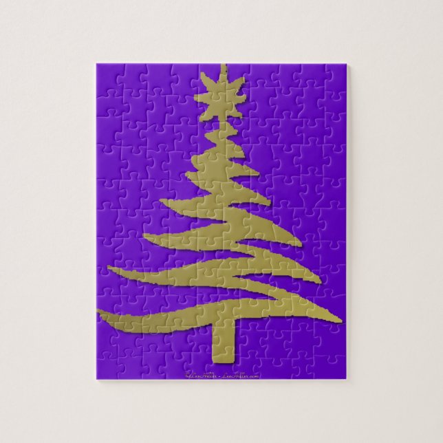 Puzzle Oro del patrón del árbol de Navidad (Vertical)