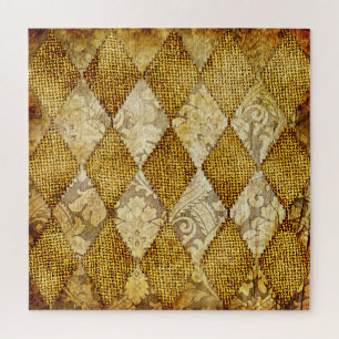 Puzzle Oro Geométrico: Sofisticación del patrón Retro.