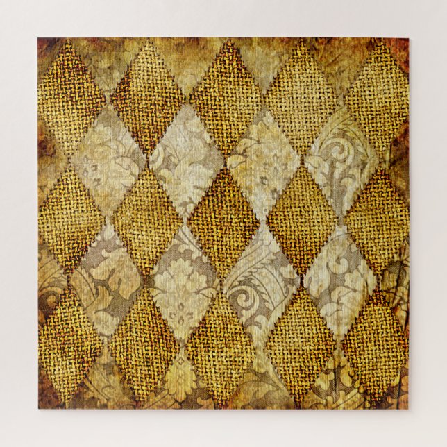 Puzzle Oro Geométrico: Sofisticación del patrón Retro. (Vertical)