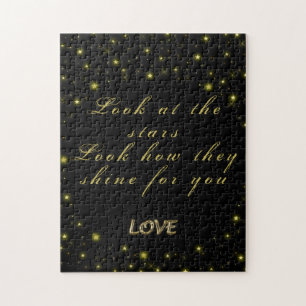 Puzzle Oro personalizado y estrellas brillantes en negro