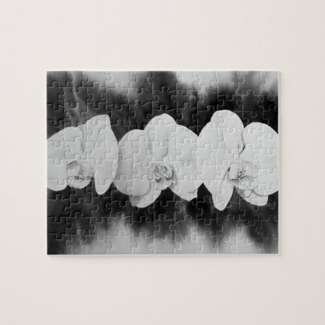 Puzzle Orquídea blanca negra pintando flores tropicales (Horizontal)