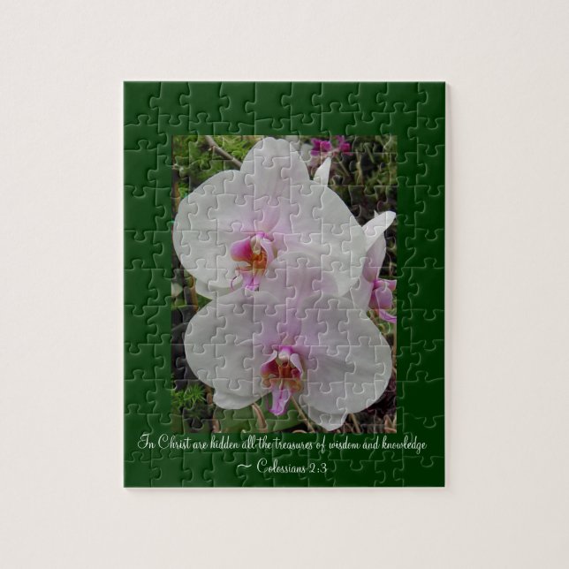 Puzzle Orquídea - flor rosado (Colossians 2: 3) (Vertical)