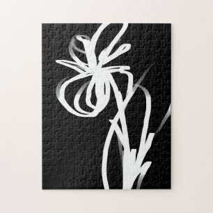 Puzzle Orquídea Noir: Resumen en blanco y negro