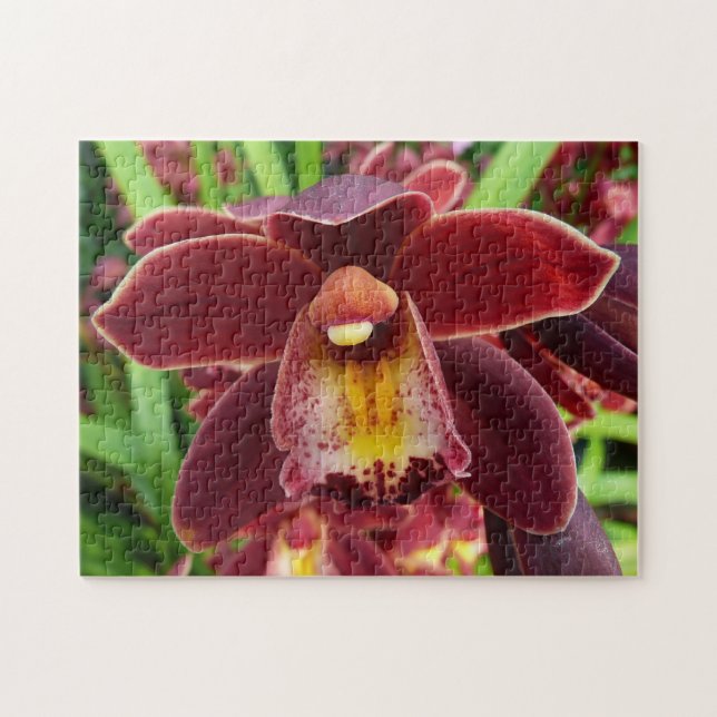 Puzzle Orquídeas Maroon I Hermosa Floral Roja (Horizontal)
