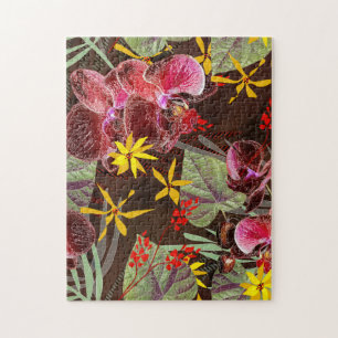 Puzzle orquídeas rojas.