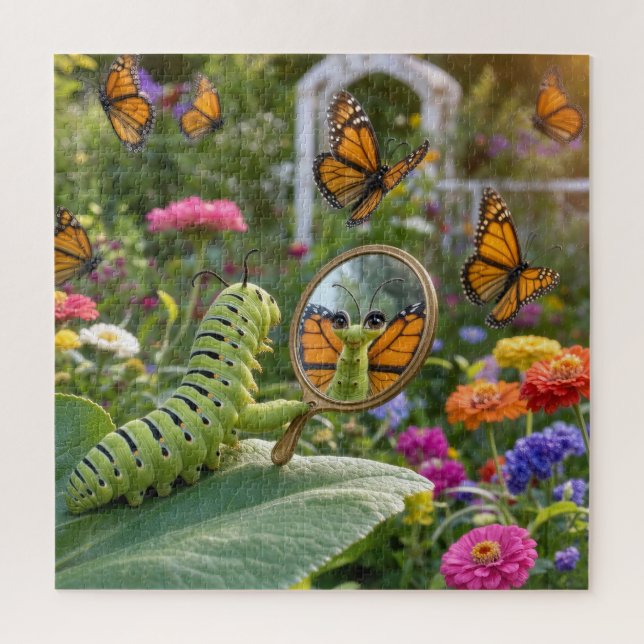Puzzle Oruga soñando con ser una mariposa (Vertical)