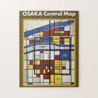 Puzzle OSAKA central map Piet Mondrian style