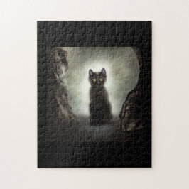 Puzzle Oscuro gato negro sombra de caverna oscura a la lu