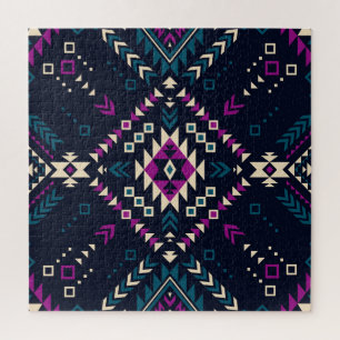 Puzzle Oscuro Navajo, geométrico vintage.