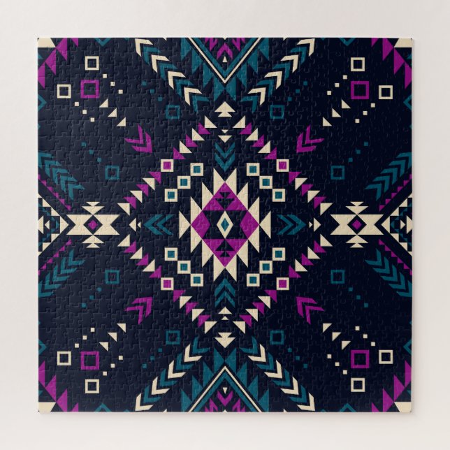 Puzzle Oscuro Navajo, geométrico vintage. (Vertical)