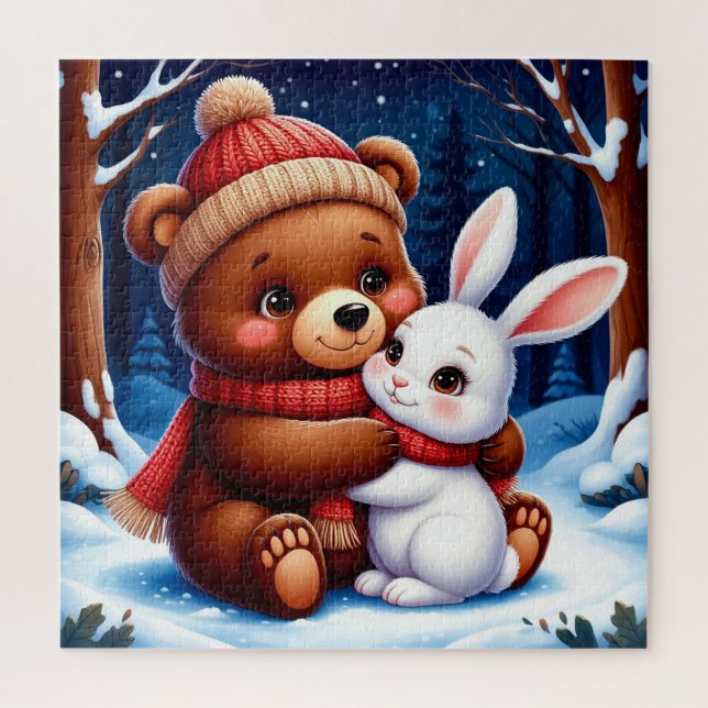 Puzzle Osito de Navidad adorable conejito regalo acogedor (Vertical)
