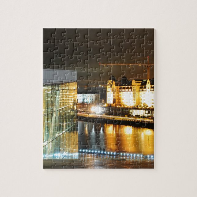 Puzzle Oslo, Noruega en la noche (Vertical)