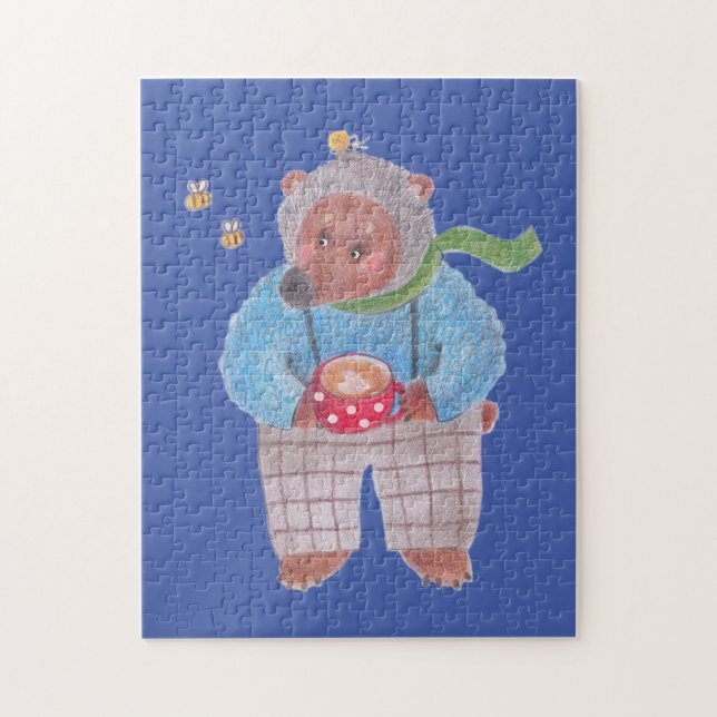 Puzzle Oso, abejas y capuchino (Vertical)
