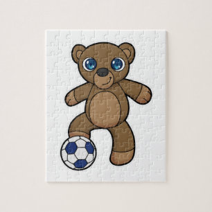 Puzzle Oso como jugador de fútbol con pelota de fútbol