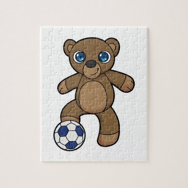 Puzzle Oso como jugador de fútbol con pelota de fútbol (Vertical)