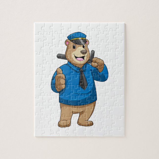 Puzzle Oso como oficial de policía con gorra de policía (Vertical)
