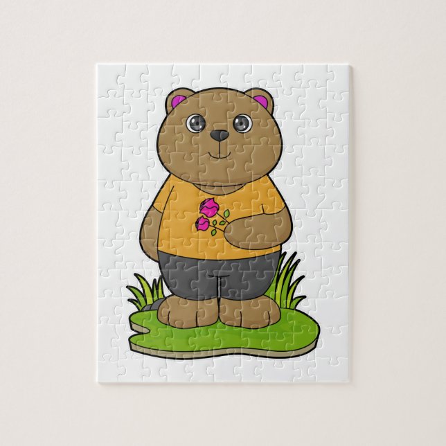 Puzzle Oso con flores (Vertical)