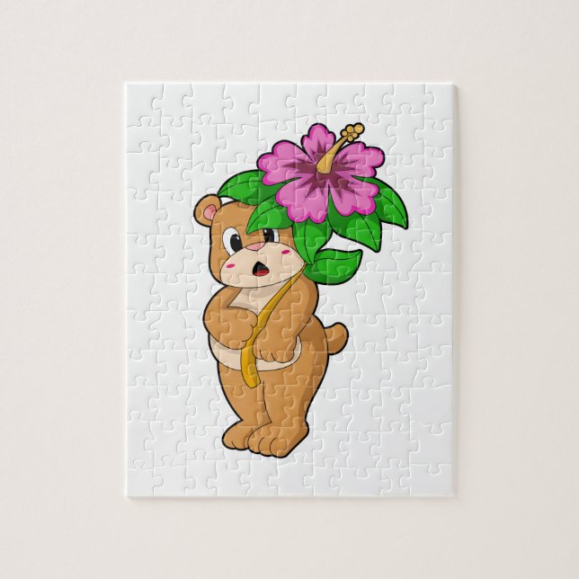 Puzzle Oso con hibiscus flor (Vertical)