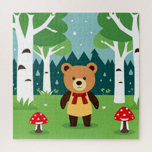 Puzzle Oso de dibujos animados lindo en una escena del bo