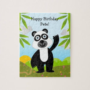 Puzzle Oso de panda que desea feliz cumpleaños