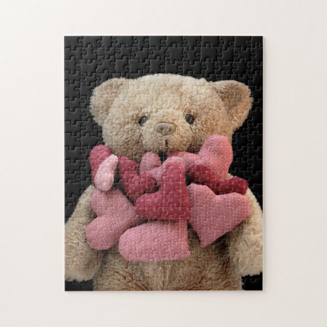 Puzzle Oso de peluche con corazones de tela (Vertical)
